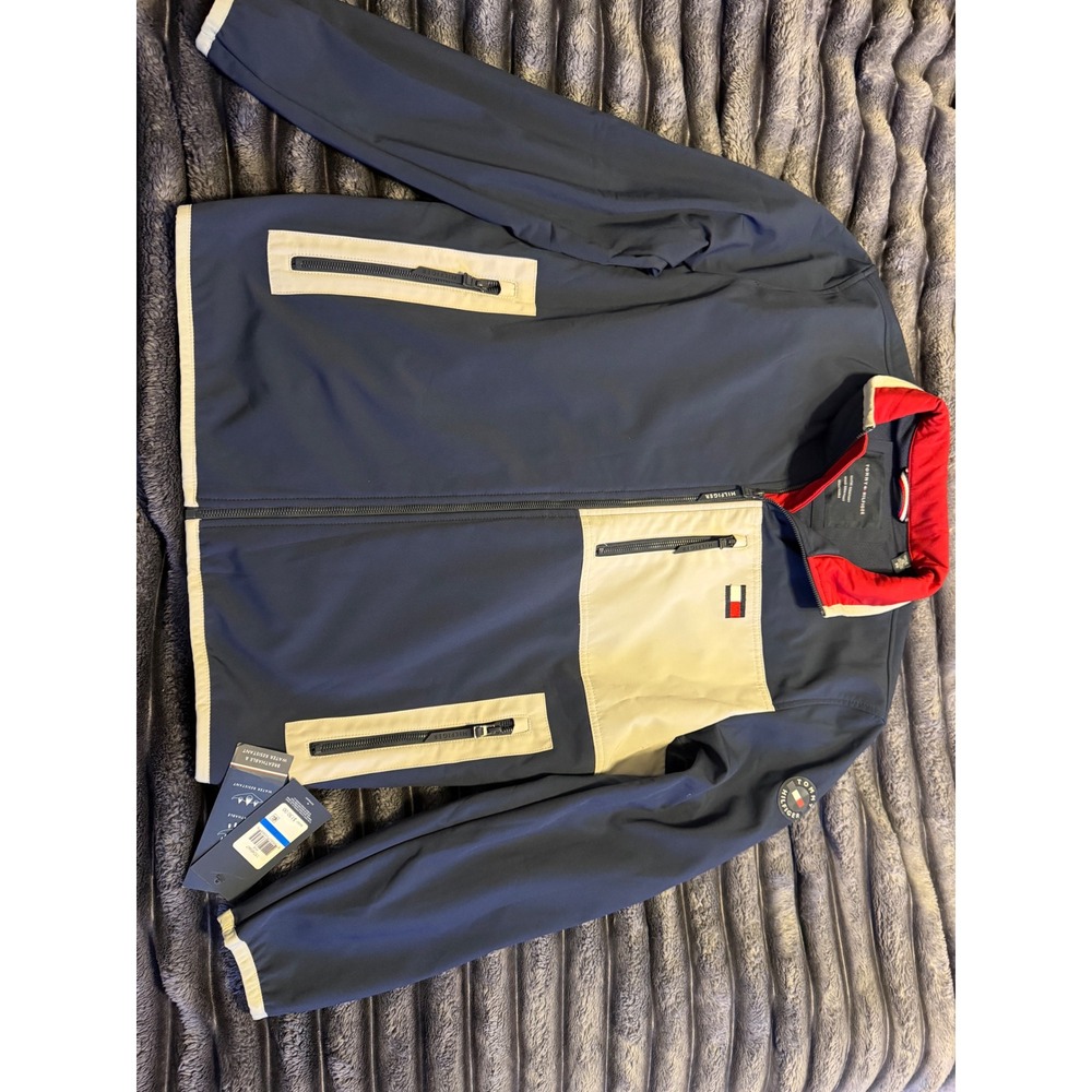 Tommy Hilfiger Mens XL Softshell Jacket Navy Blue Water Resistant Windbreaker
